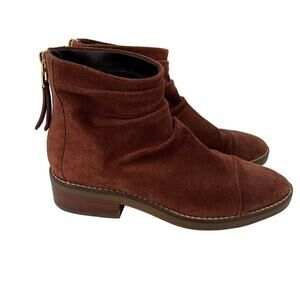 Cole Haan Riona Slouch Ankle Bootie Size 7 Brown Suede Back Zip Boots